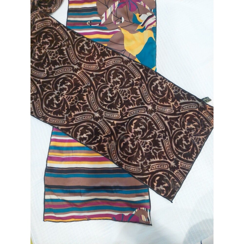 Silk / Burnout Velvet Two Sided Scarf/Shawl Caron Miller Santa Barbara 10x68
